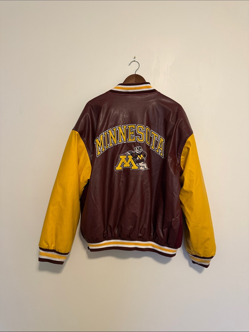Minnesota Gophers Y2K Steve & Barry's Maroon and Gold Varsity Bomber Jacket